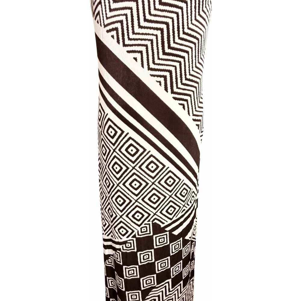 Chicos Travelers Maxi Dress 0 Brown Cream Geometric Sleeveless USA Resortwear - Picture 7 of 13